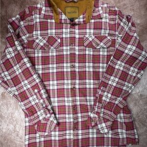Venado men’s Red Tan Flannel long sleeve shirt Medium